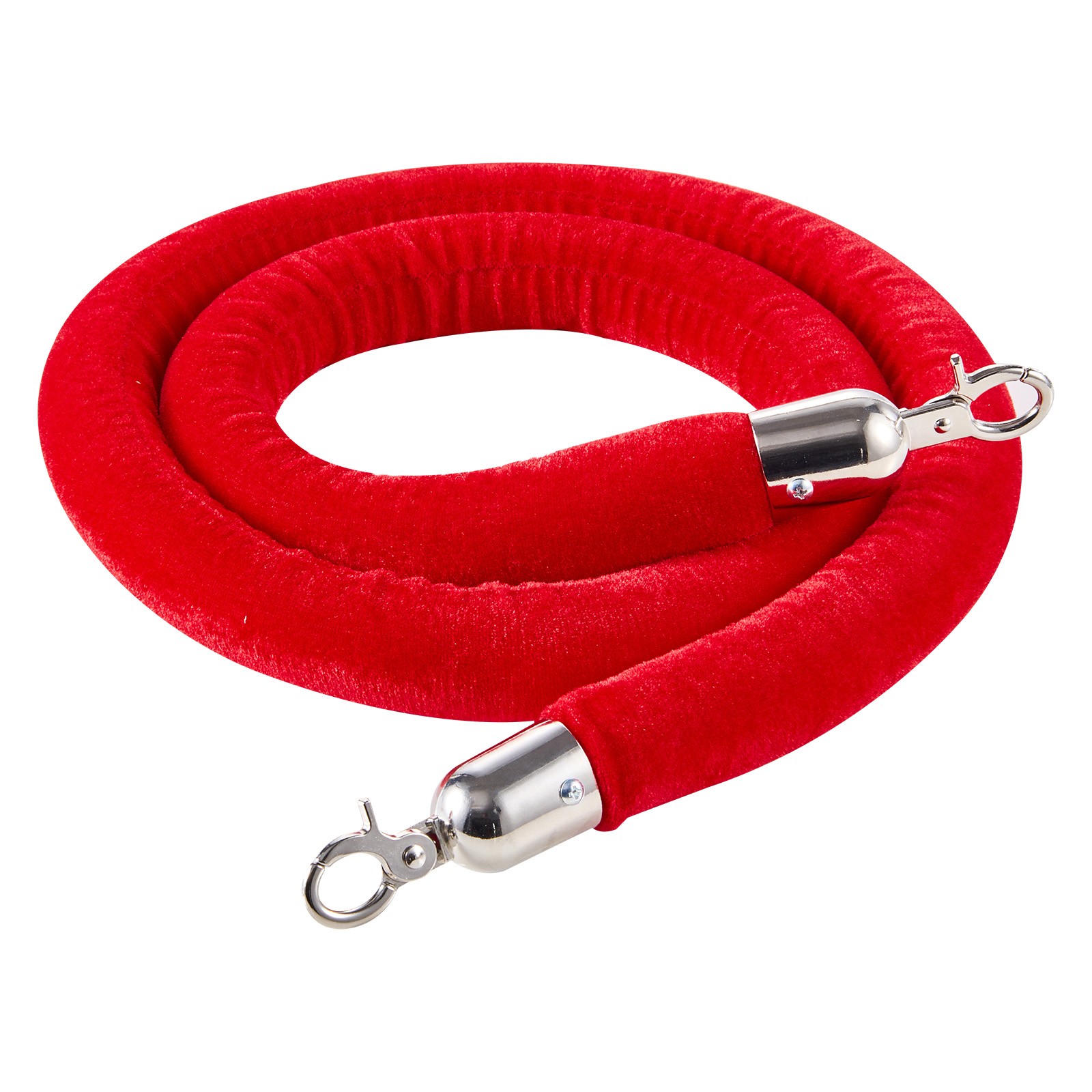 Uimoso 2 Pcs Red Velvet Barrier Ropes 5 ft with Silver Hooks for Stanchion Posts