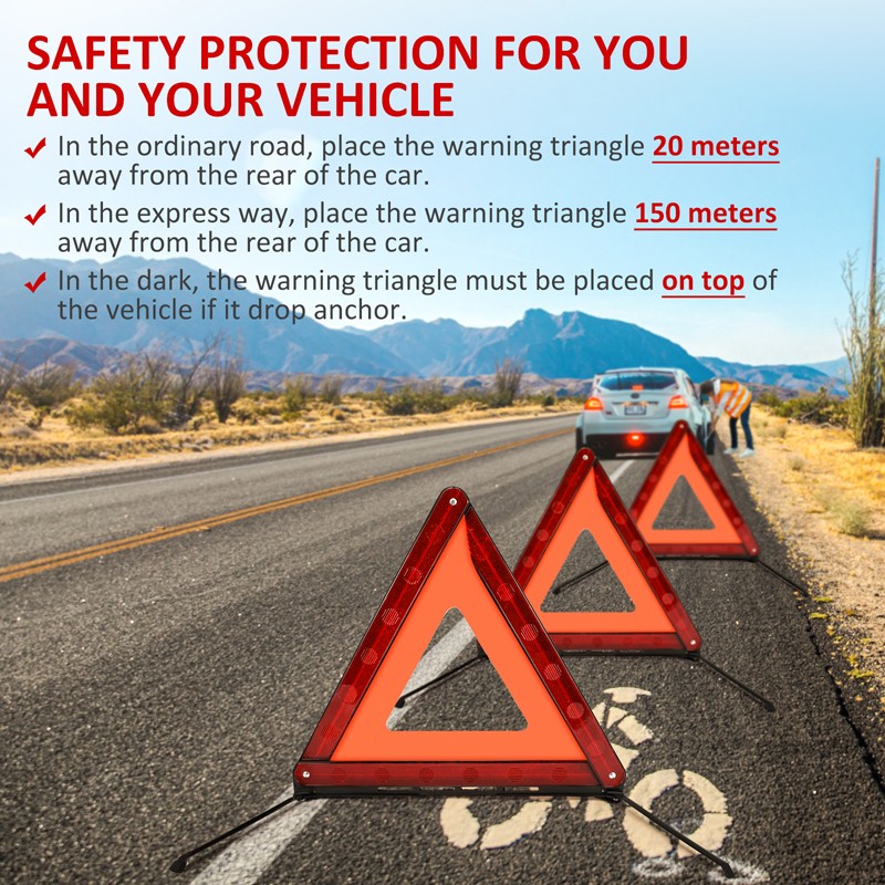 3/6/9 Pack Emergency Warning Triangles Reflector Safety Triangles DOT Approved