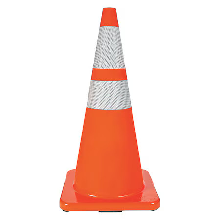 Zoro Select 6Vkg9 Traffic Cone, Pvc, High-Intensity Prismatic, 28 In Height,