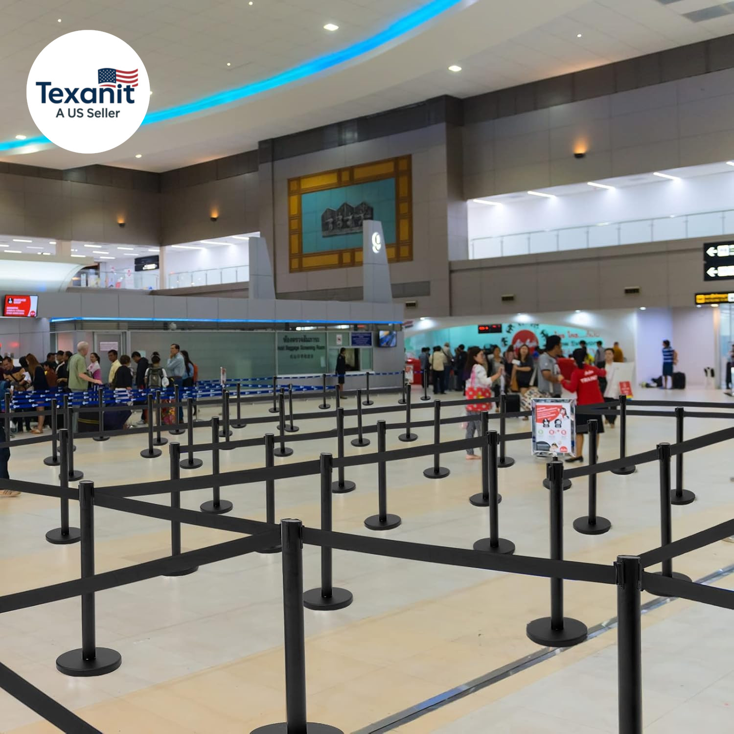 12 Pack Heavy Duty Crowd Control Stanchions Stainless Steel Stanchion Set with S