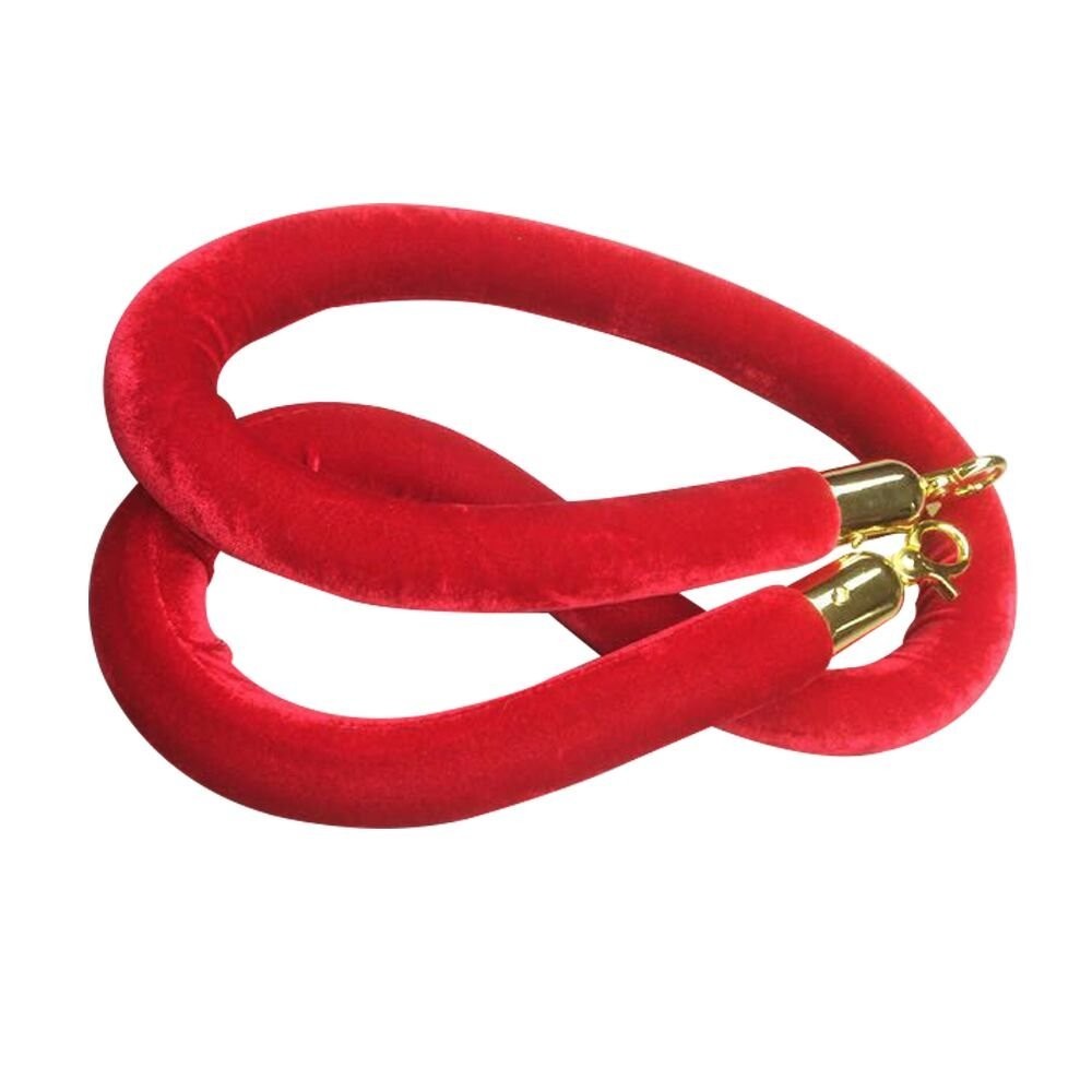 5-Foot Red Velvet Stanchion Rope with Elegant Brass Hooks – Events Ready