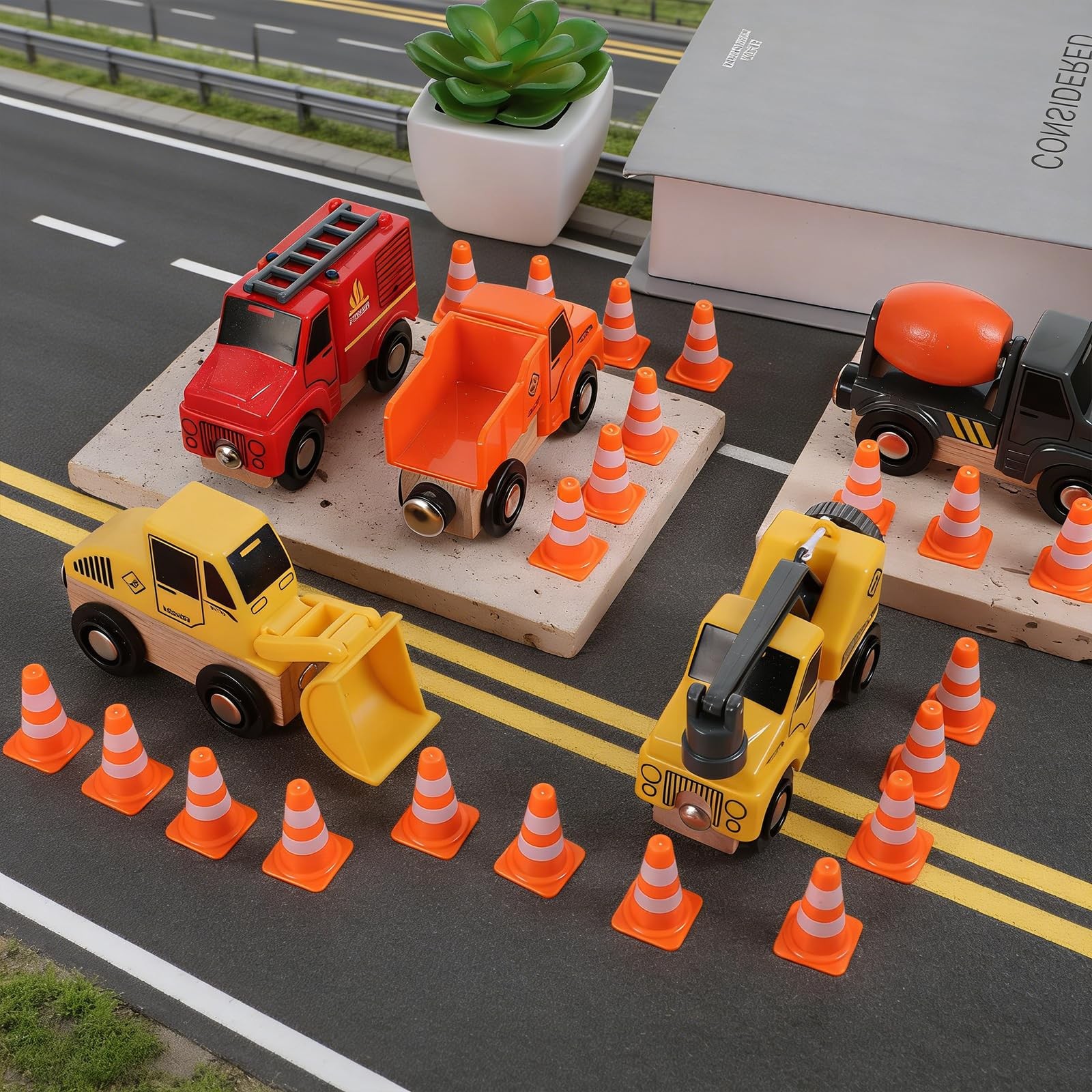 50PCS Mini Traffic Cones, Orange Small Cone, Mini Construction Cones, Plastic…