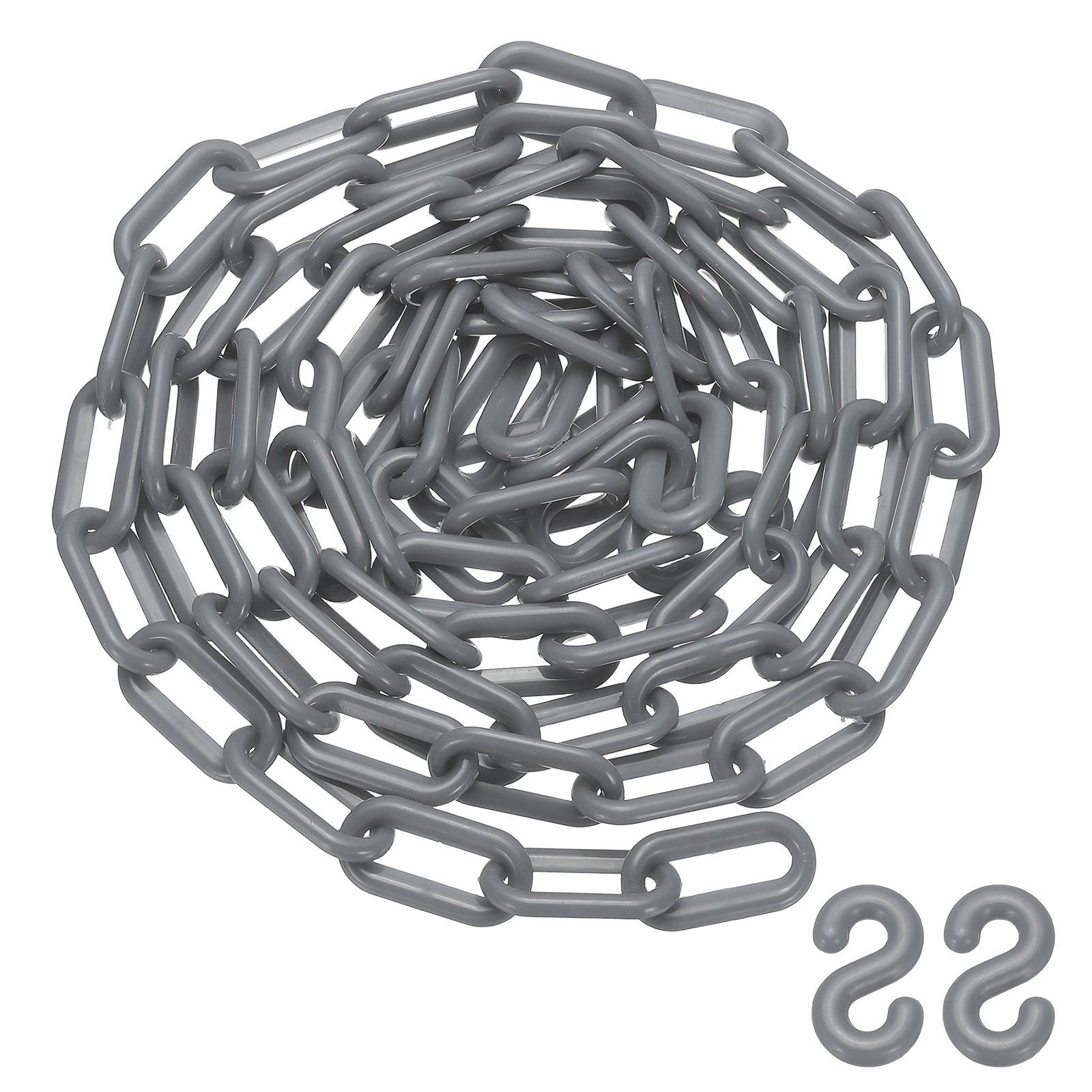 10 Feet Plastic Chain Link Safety Barrier Chain 1×2 Inch Buckle Silver Tone