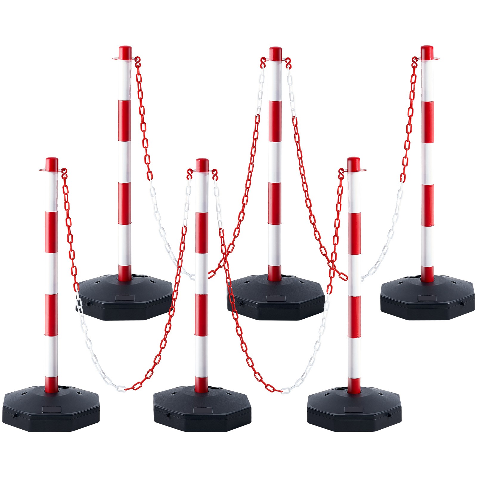 Uimoso 6PCs Traffic Delineator Post Cones with Fillable Base 6.6 FT Chain