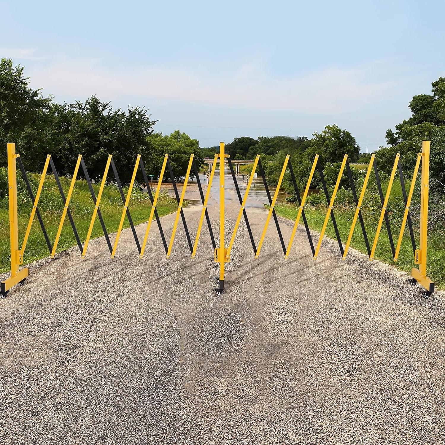 Metal Expandable Barricade Gate Outdoor 8-23FT Folding Safety Barrier Traffic