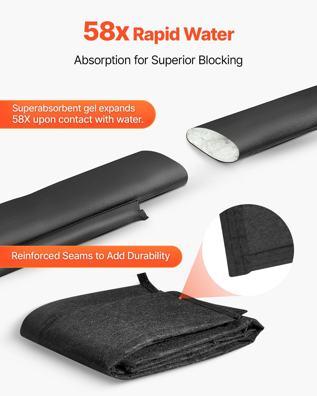 4-Pc Flood Barrier Bags: 5ft x 0.7ft, Expands 3-4in, Reusable & Water-Activated