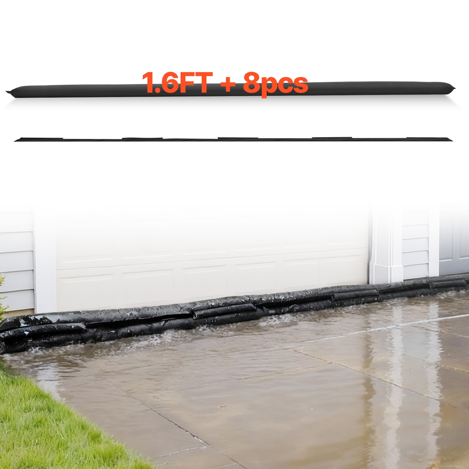 VEVOR Flood Barrier 1.6 x 1.4 ft Reusable Flood Bags Activated by Water 8 Pack