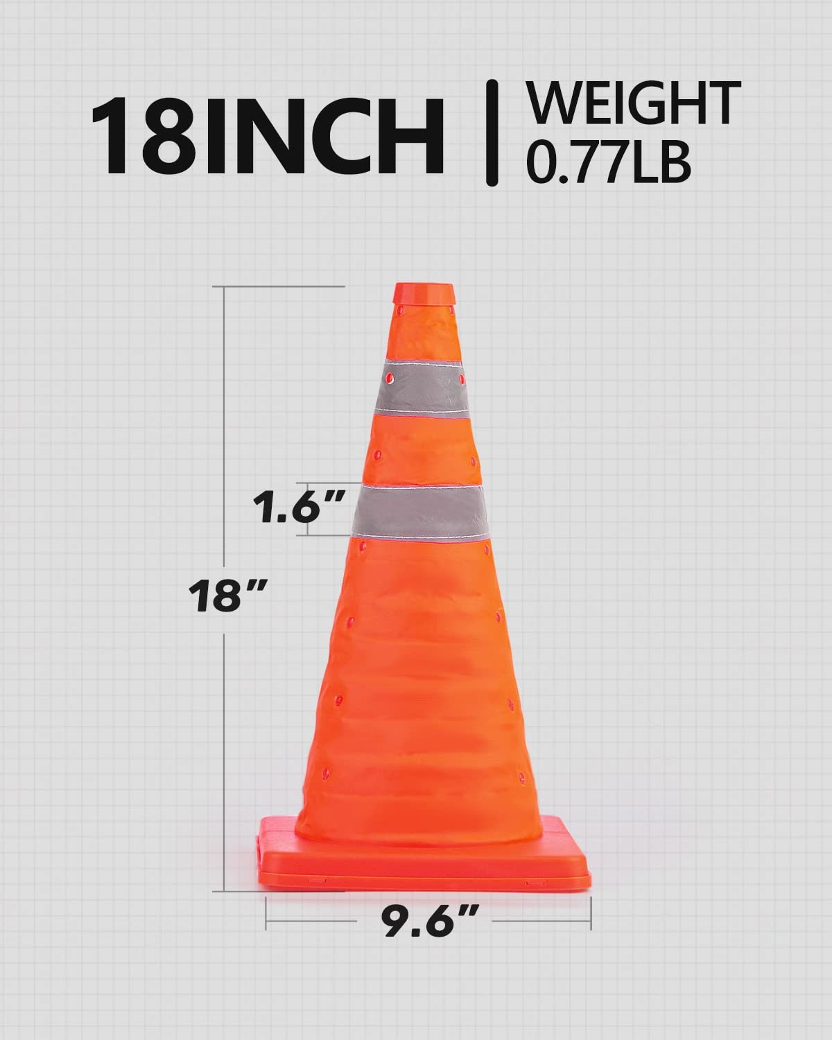 [4 Pack] 18 Inch Collapsible Traffic Safety Cones, Orange Cones, Multi Purpos…