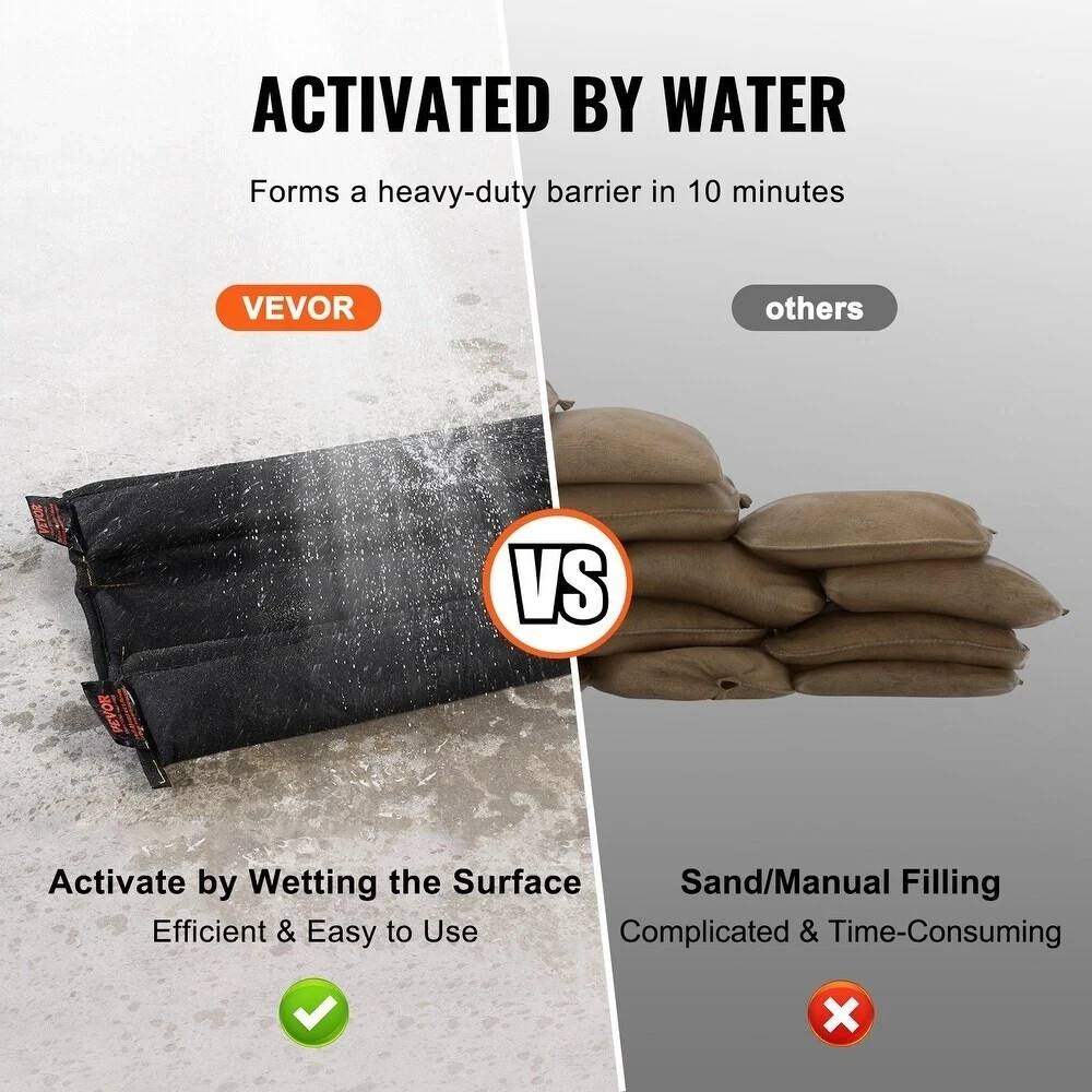 Flood Barrier Vevor Flood Dam Bag, 17FT x 6in, Water Activated