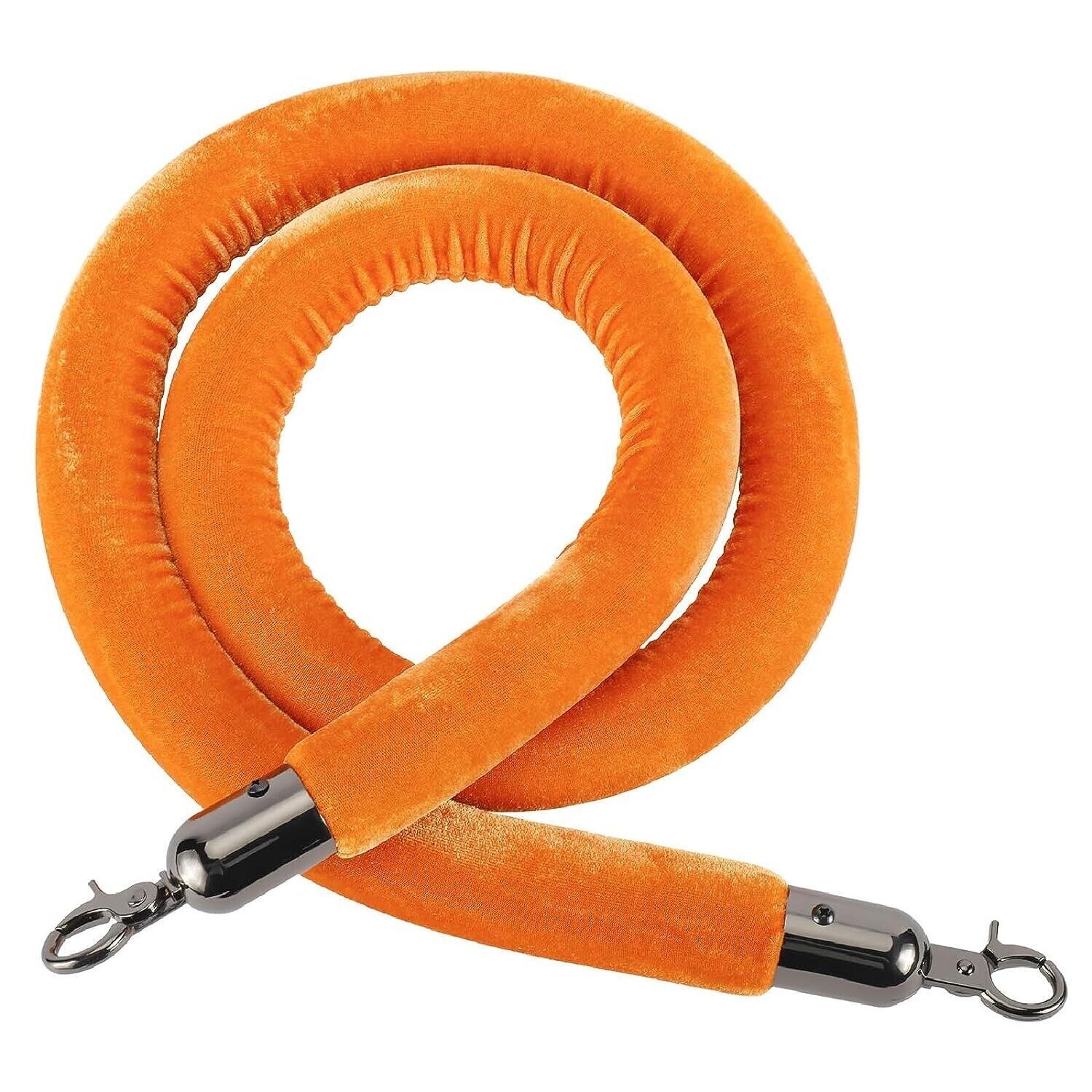 NovelBee 4pcs Orange Velvet Stanchion Ropes with Black Hooks,5 Feet Stanchion Qu