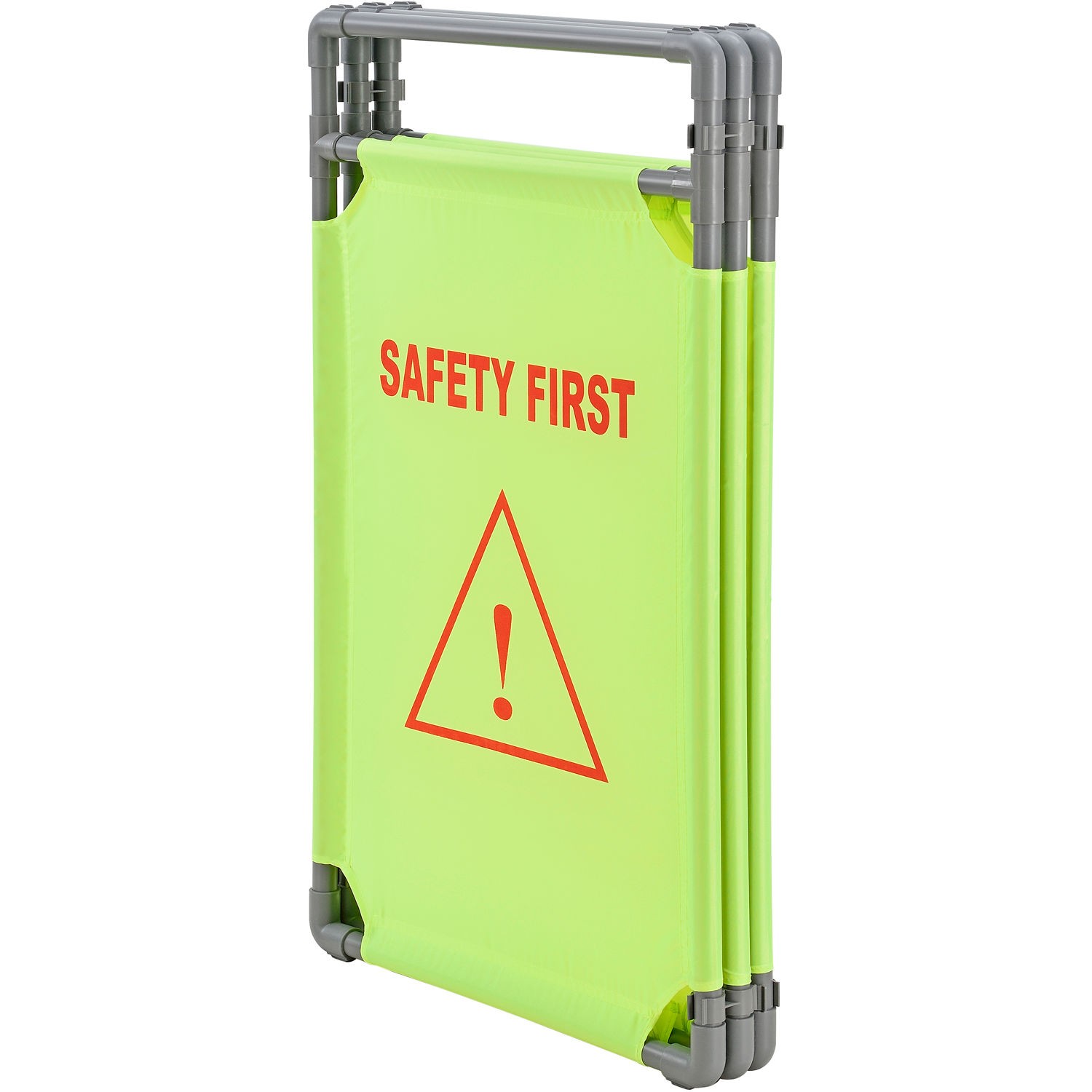 Global Industrial “Safety First” Folding Fabric Barrier Lime Green English