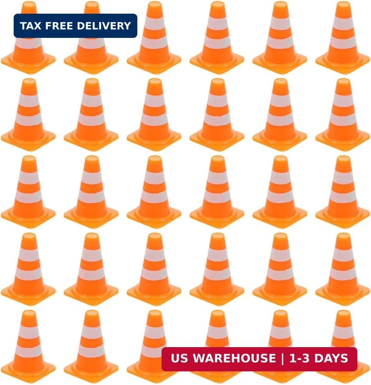 NUOBESTY 30Pcs Mini Traffic Cones, 0.98 Small Orange Construction Cones Miniatur