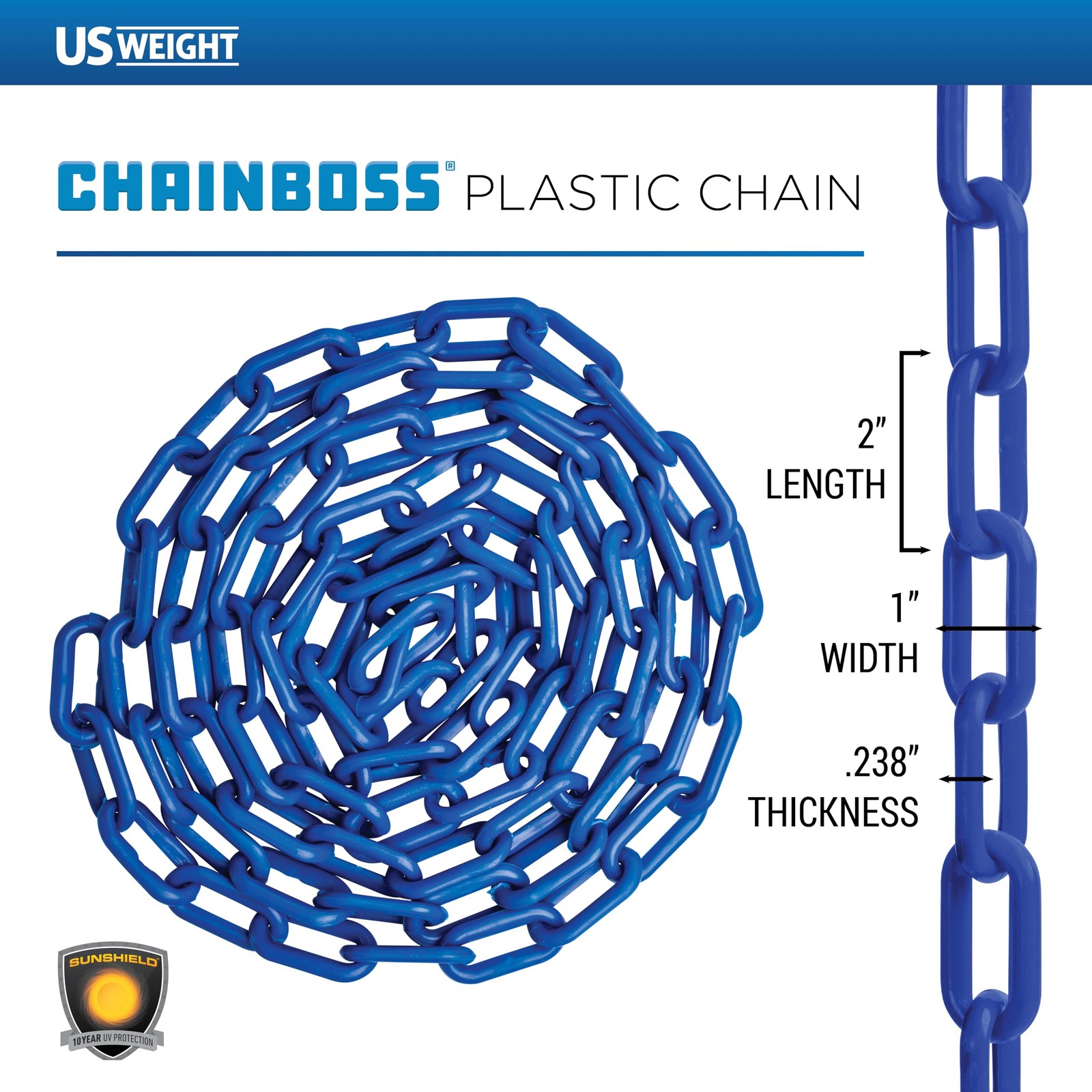 Blue 10 Feet Safety Supply Plastic Chain UV Resistant Durable High Quality