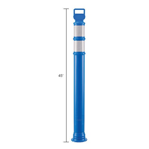 Global Industrial Portable Delineator Post w/ 3″ Reflective Bands 45″H Blue