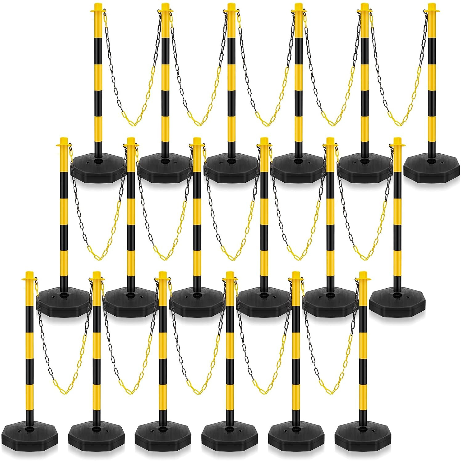 18 Sets 34 Inch Parking Cone Delineators Post Traffic Cone Plastic Stanchion Set
