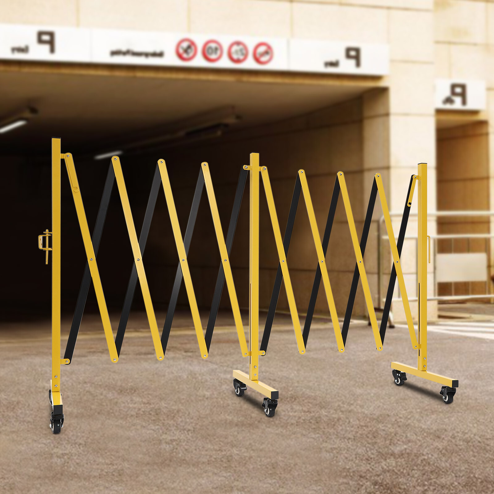 Expandable Barricade with Wheels 5 M Long Retractable Metal Traffic Gate US