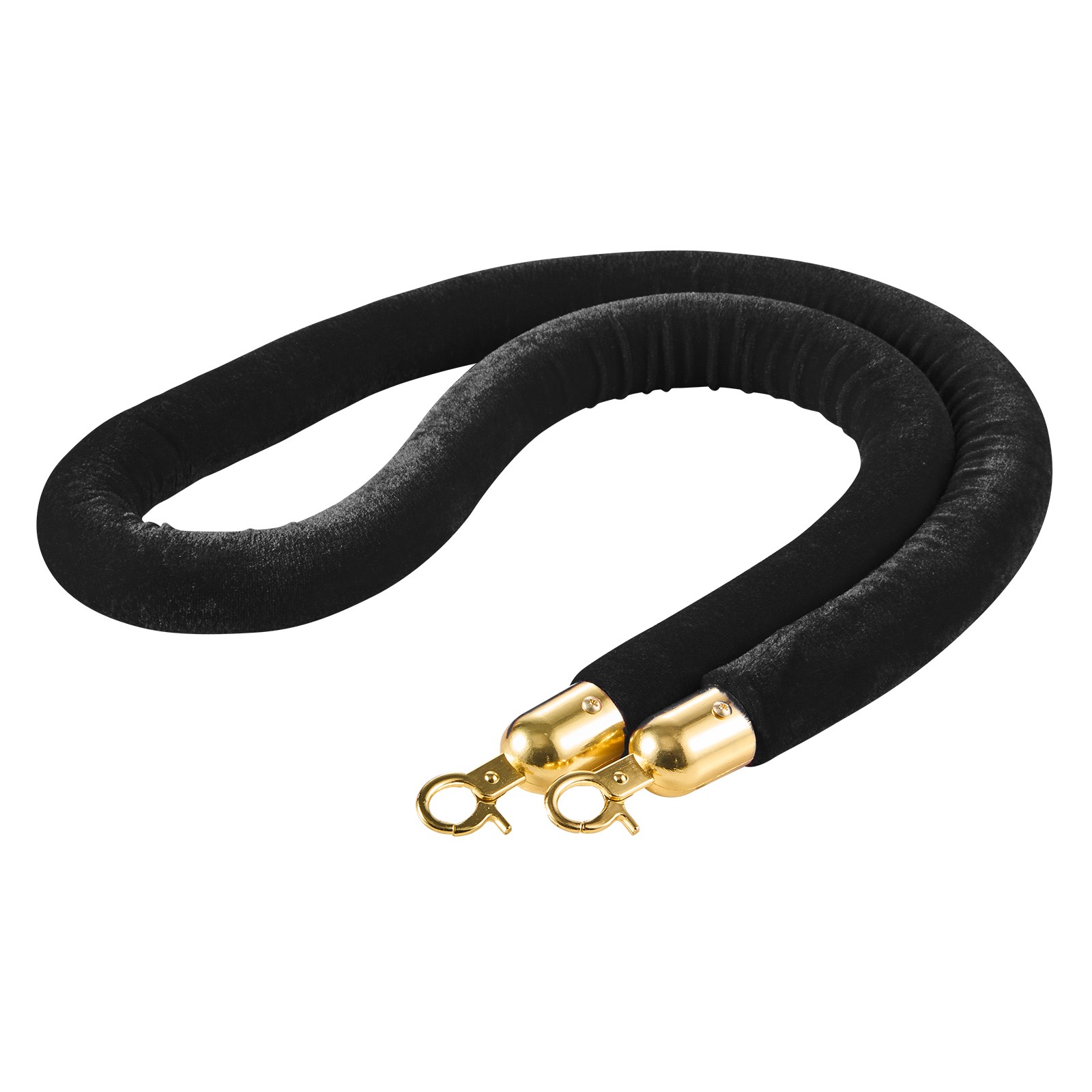 Uimoso 4 Pcs Black Velvet Barrier Ropes 5 ft with Gold Hooks for Stanchion Posts