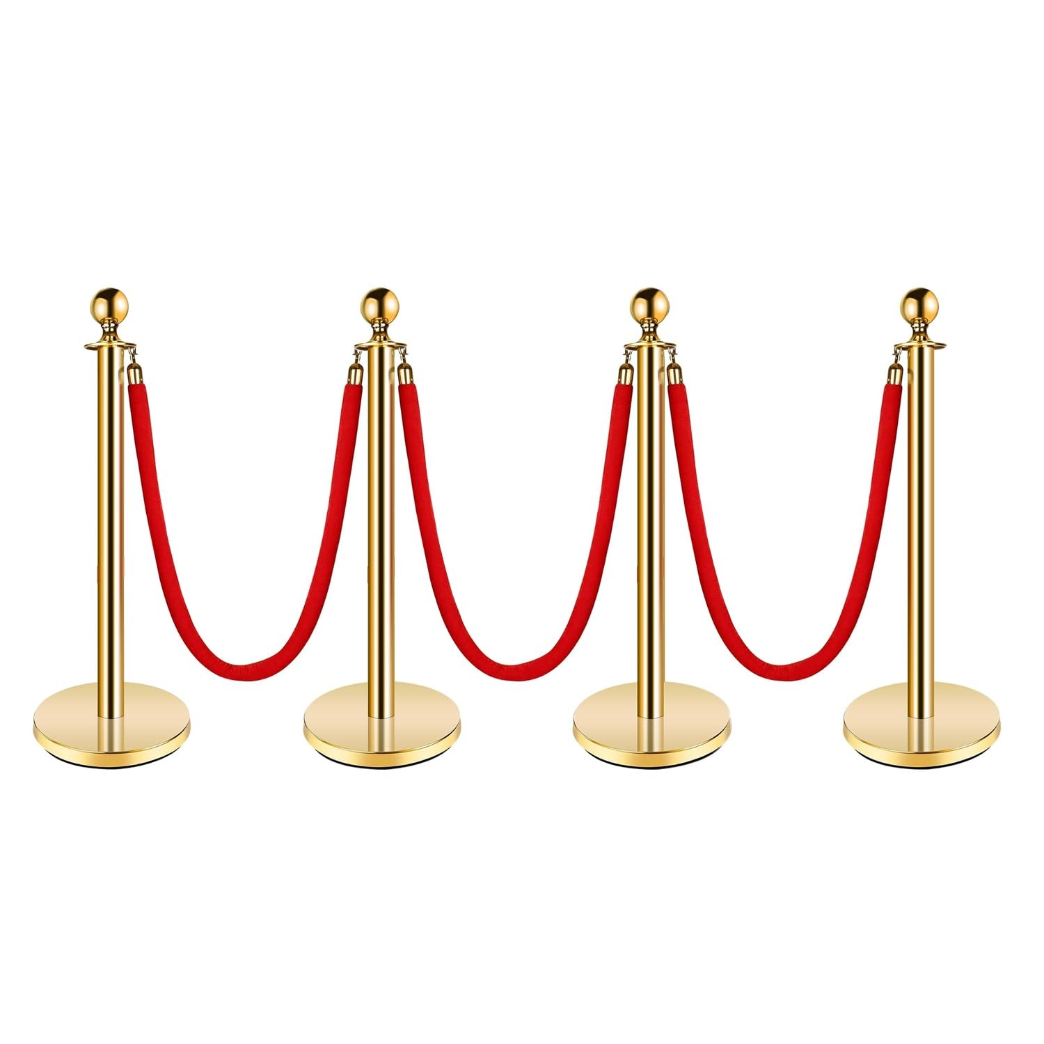 GRAVEE 2-10PCS Stanchion Posts Velvet Ropes Queue Control Barrier Pole Set