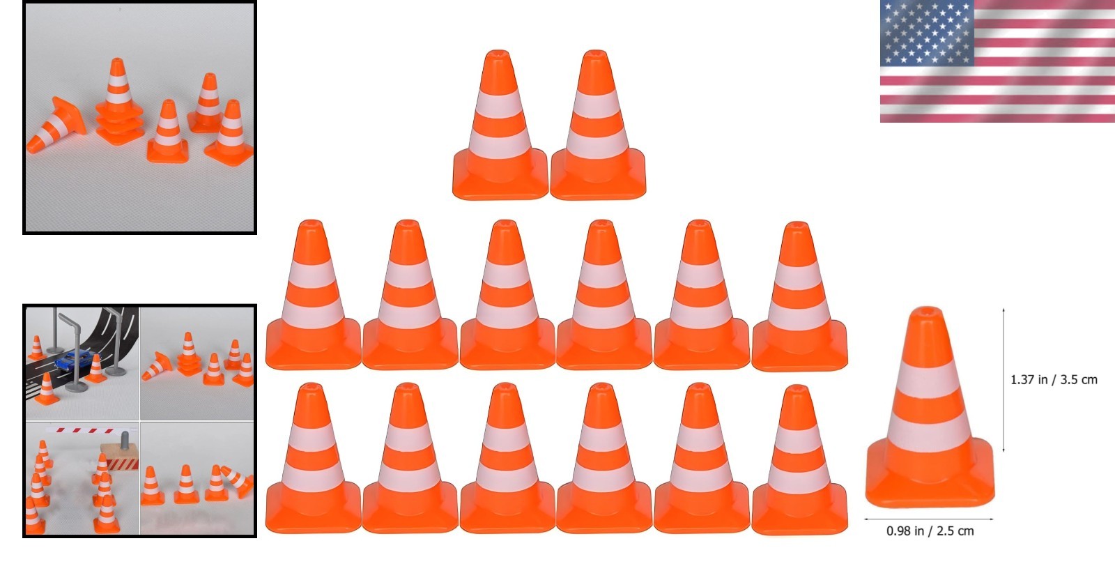 14 Piece Educational Mini Traffic Cones for Dollhouse & Model Construction