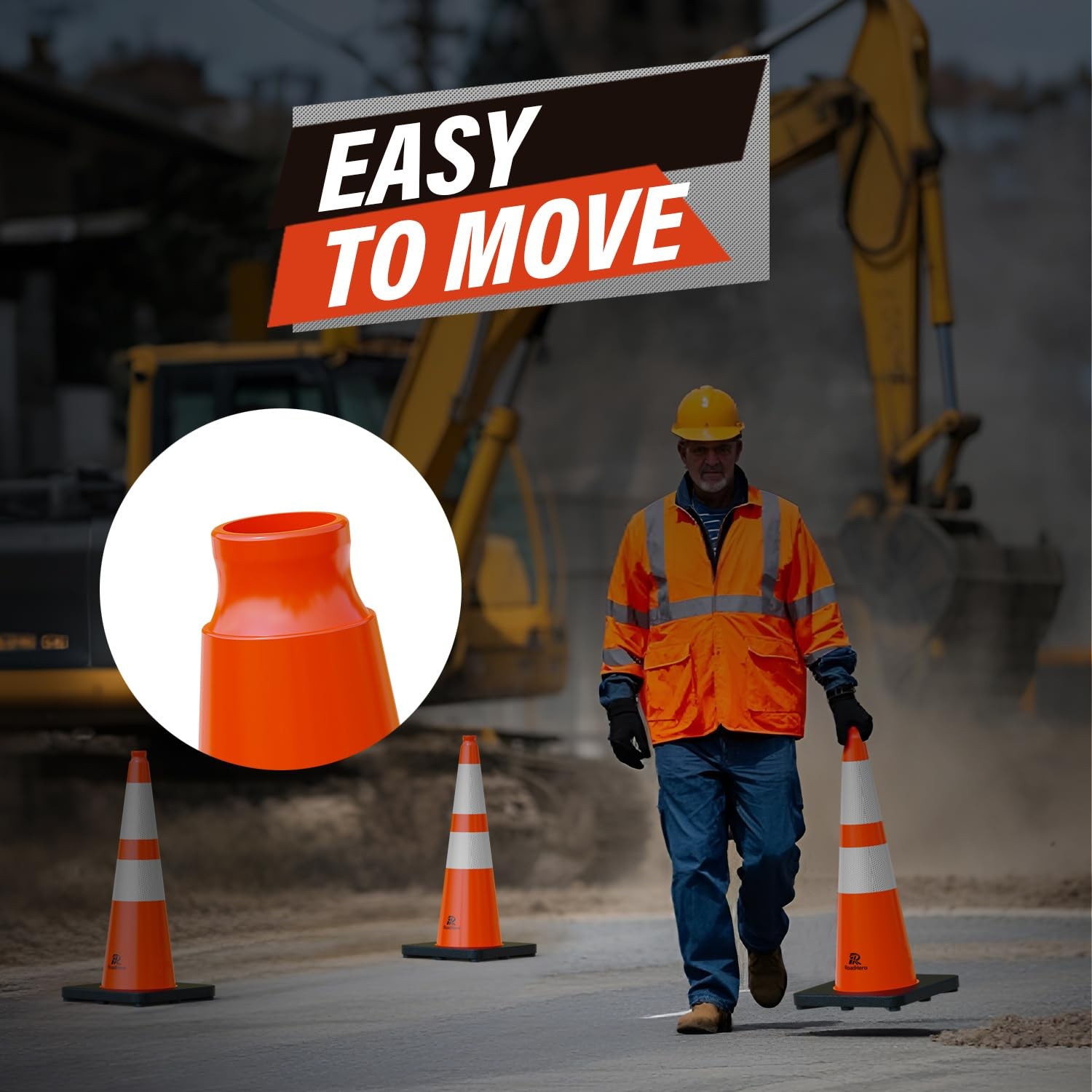 8 Pack 28 Inch Traffic Cones Reflective Collar Heavy Base Parking Lot Safety