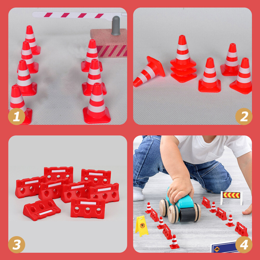Road Sign Barricade Toy Plastic Work Traffic Signs Cone Mini Construction Cones