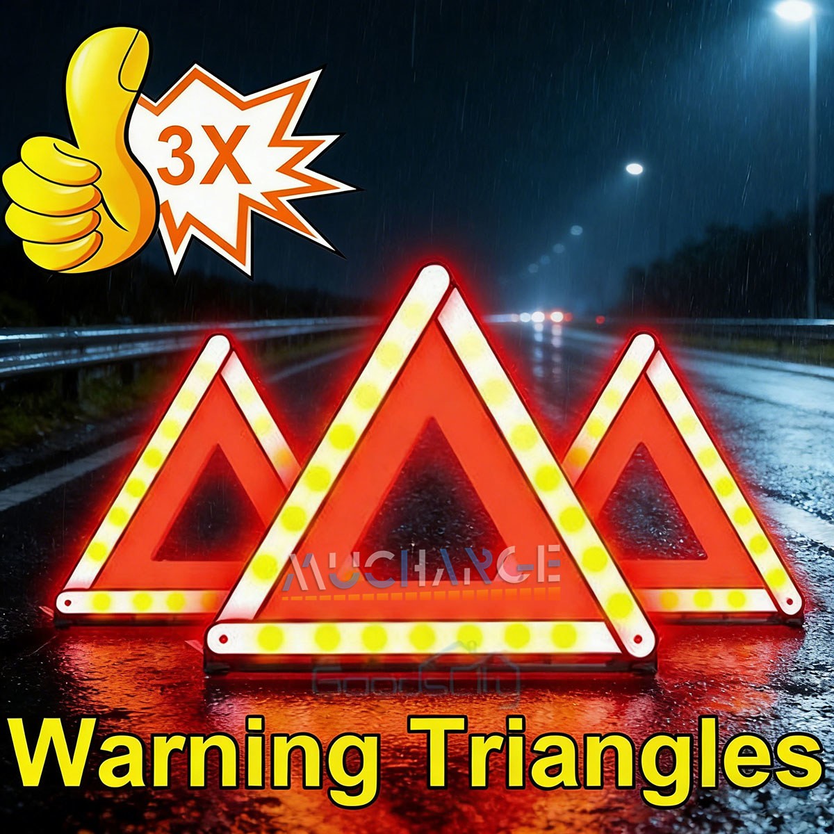 3/6/9 Pack Emergency Warning Triangles Reflector Safety Triangles DOT Approved