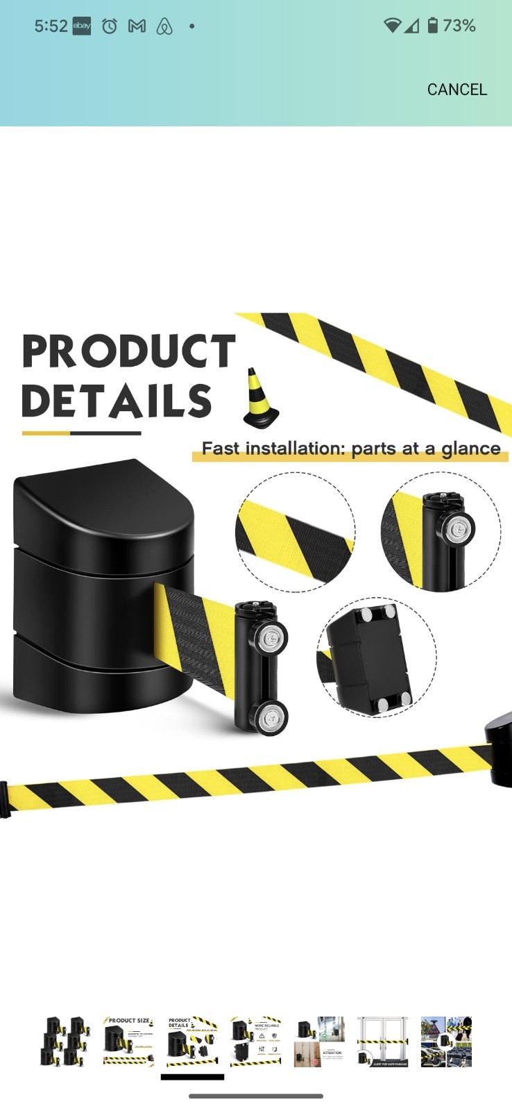 6 Pack 16.4 ft Magnetic Wall Mount Retractable Belt Magnetic Crowd Control…