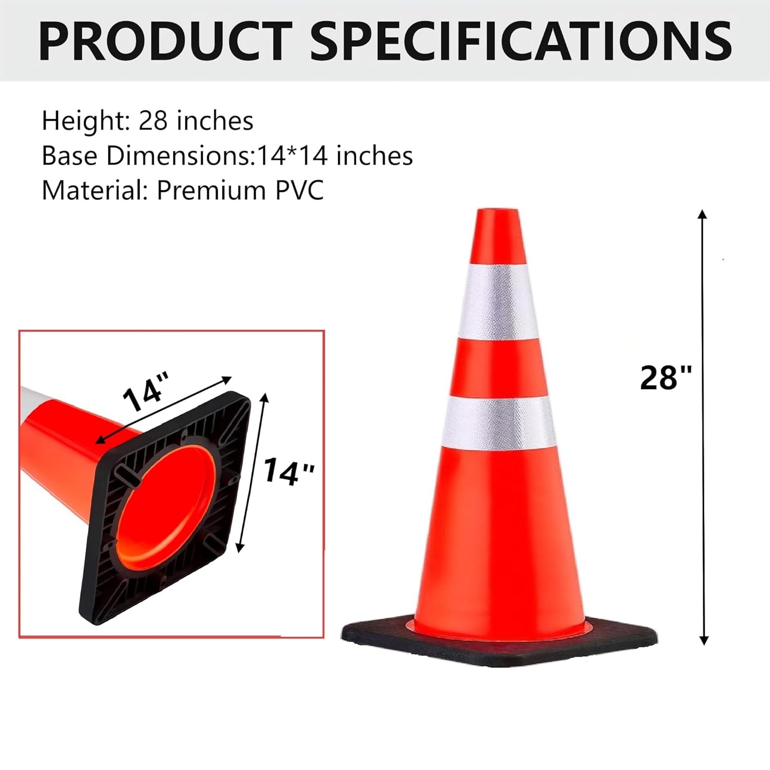 4/6Pack-18/28inch Orange PVC High-Performance Traffic Cone, Traffic Safety Cone