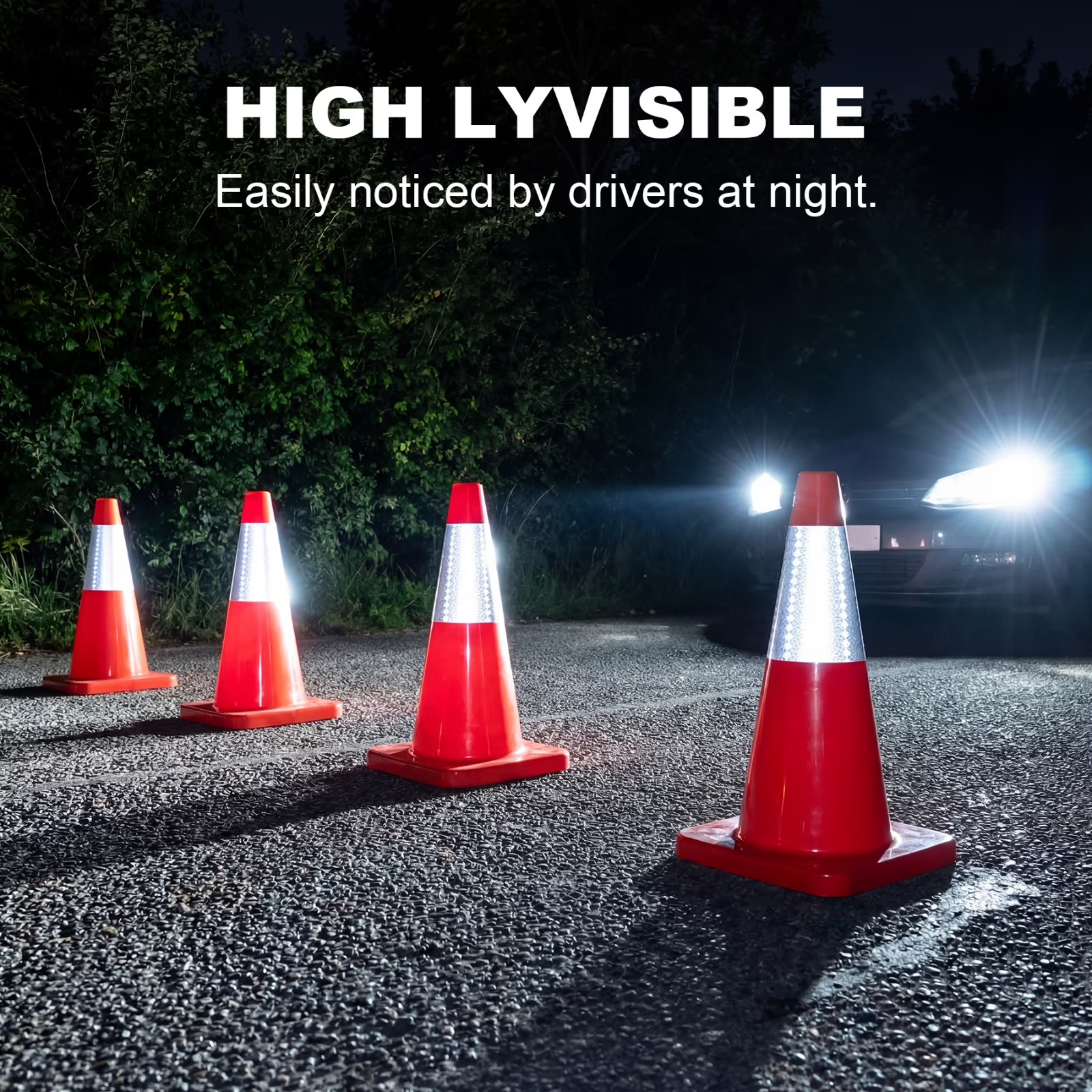 6 PACK-18” Traffic Safety Cones,2.2LB with Reflective Collar| Driveway Parking