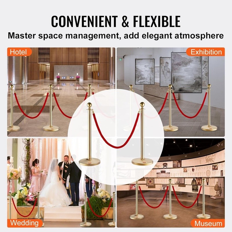 Durable Crowd Control Stanchions Velvet Rope Easy Setup Event Management New