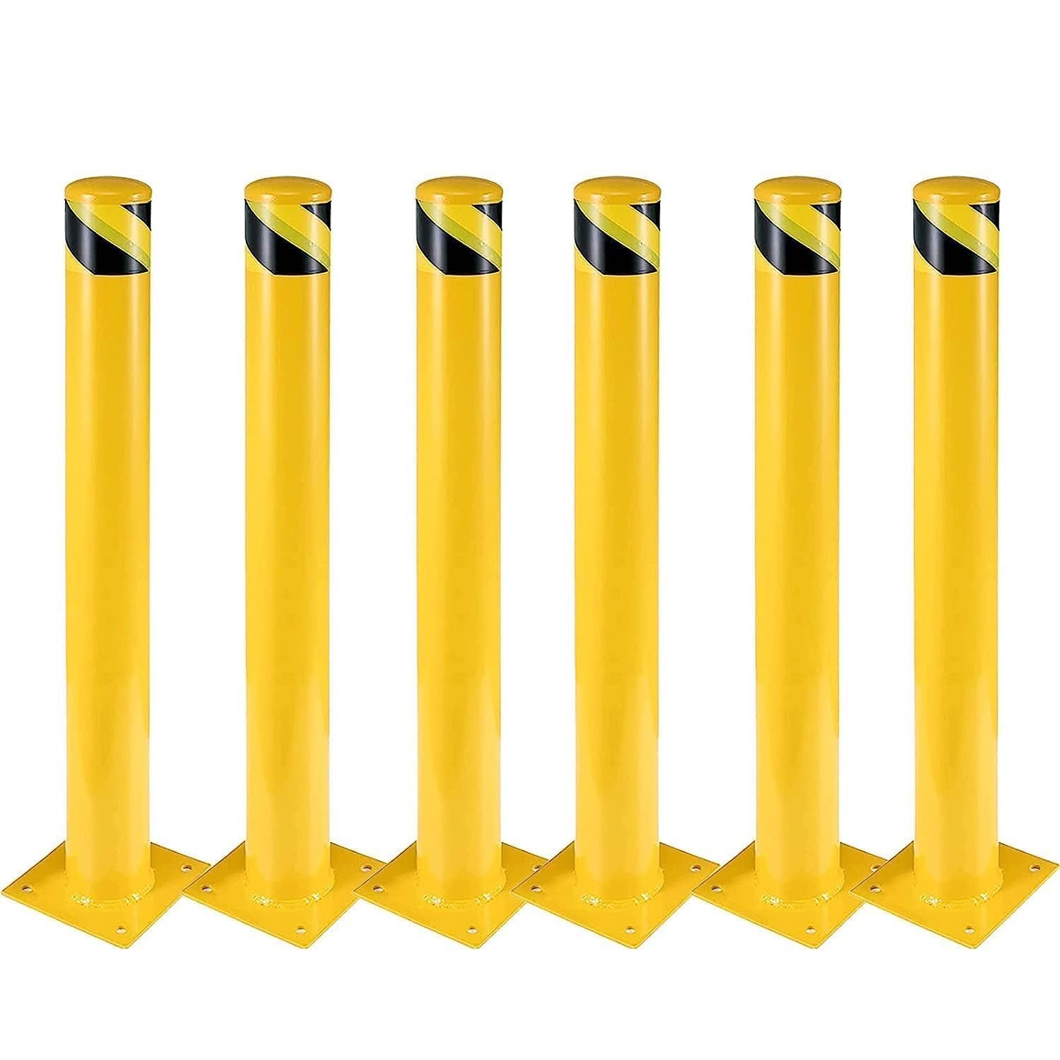 1/2/4/6 PCS Heavy Duty Steel Safety Bollards for Garages, Parking Lots – 36 Inch