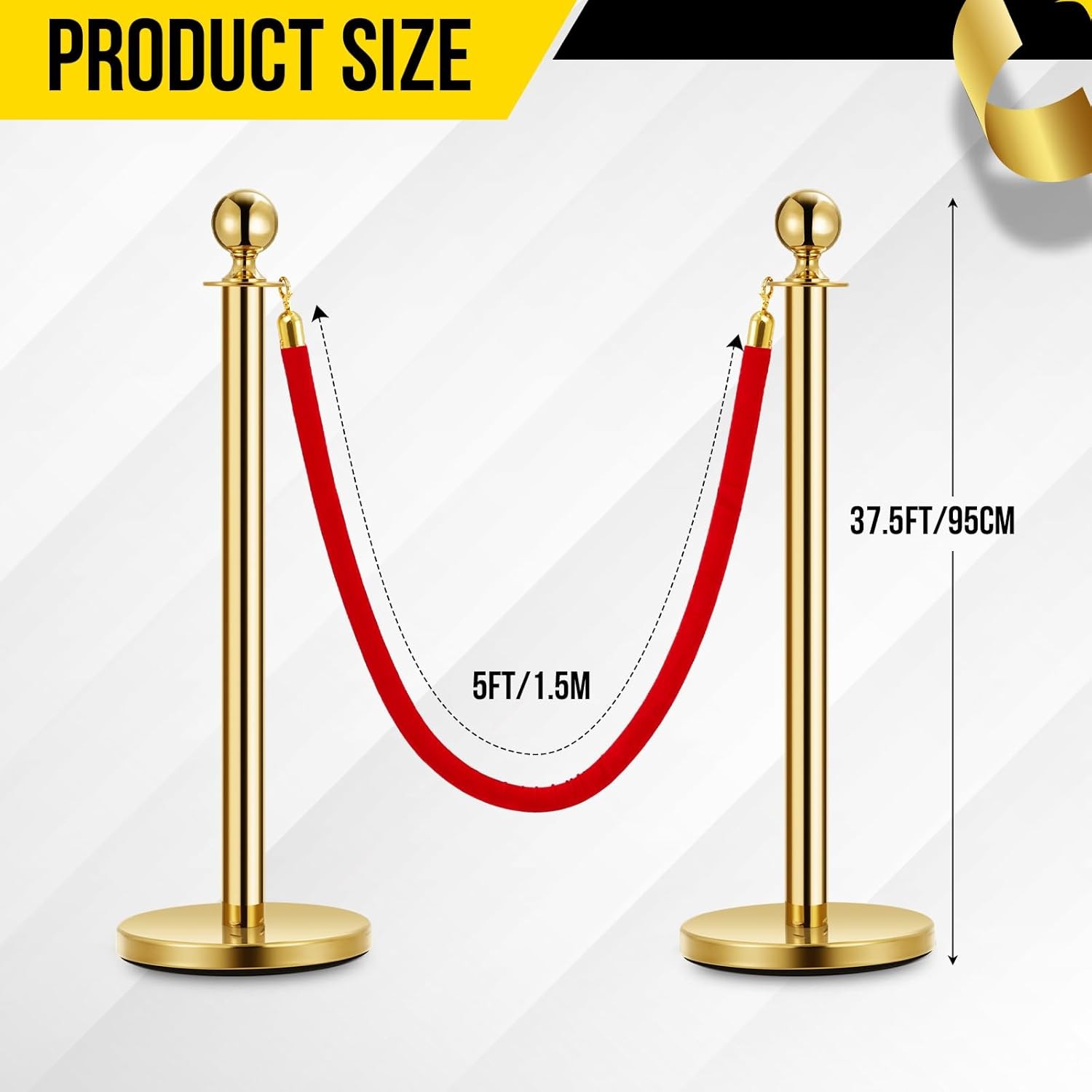 Velvet Rope Stanchion 2/3/4/5/6/10PCS VIP Queue Pole Crowd Control Barrier
