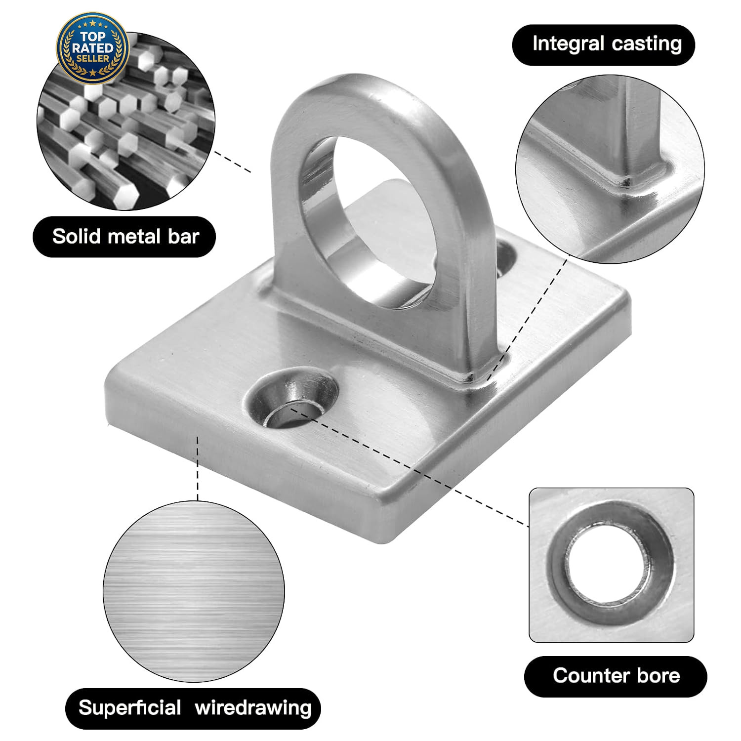 4 Pcs Wall Screw Mount Crowd Control Stanchions Safety Barriers Silver Hanging C