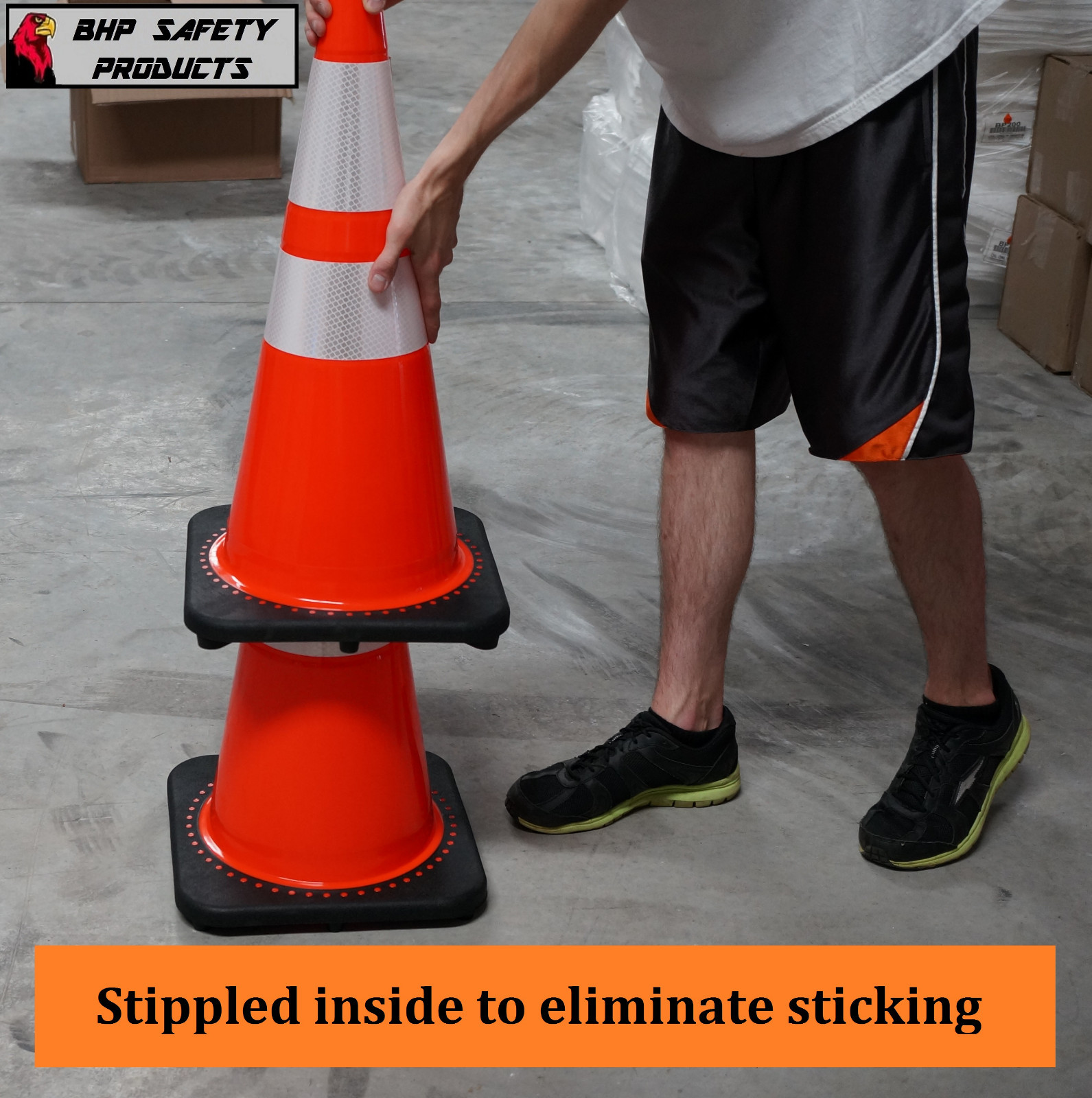 28″ INCH ORANGE SAFETY TRAFFIC CONE W/ 3M REFLECTIVE COLLARS JBC REVOLUTION