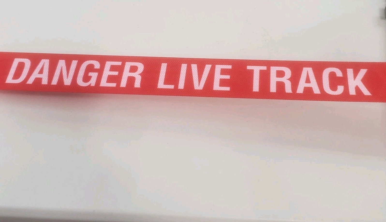 New Fixed Wall Mount Retractable Belt Barrier 10 Foot Red Belt DANGER LIVE TRACK