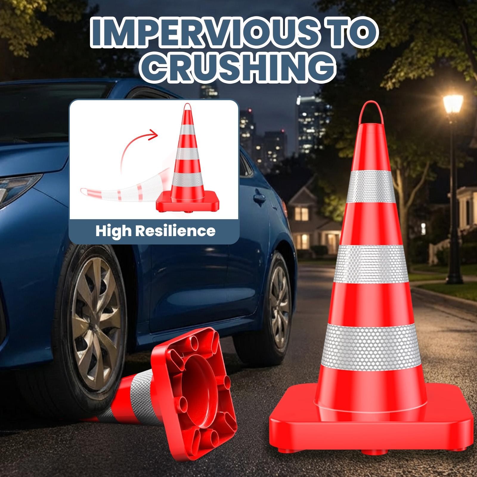 12 PACK 36″ Heavy Duty Traffic Cone Reflective Collars Safety Cones Road Cones