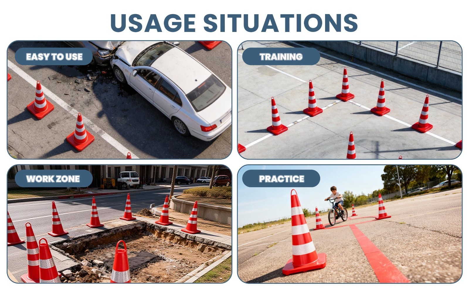 12 PACK 36″ Heavy Duty Traffic Cone Reflective Collars Safety Cones Road Cones