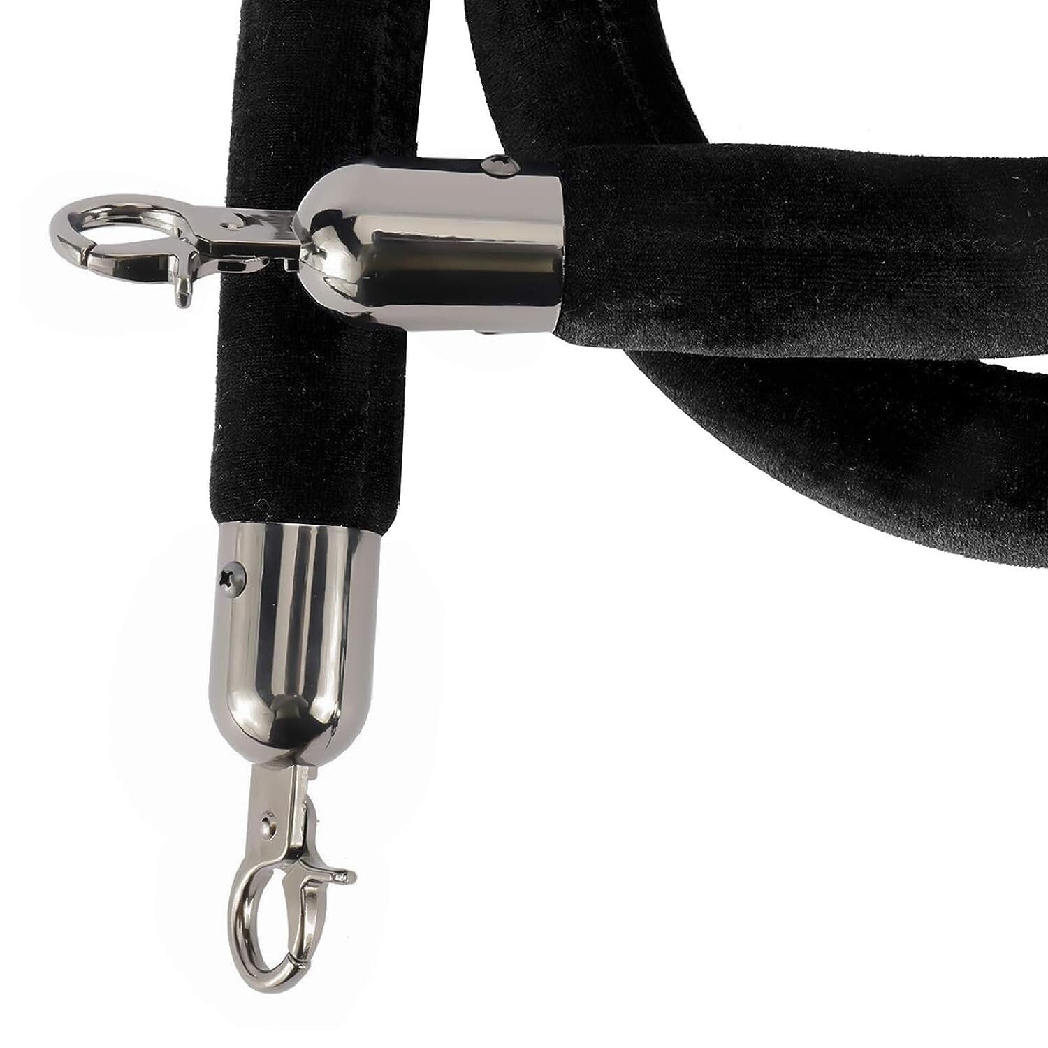 NovelBee 4pcs Black Velvet Stanchion Ropes with Black Hooks,5 Feet Crowd Control