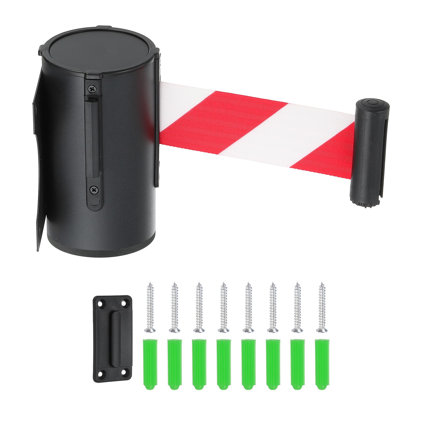 16.4 ft Fixed Wall Mount Retractable Belt Barrier Black/Red/White