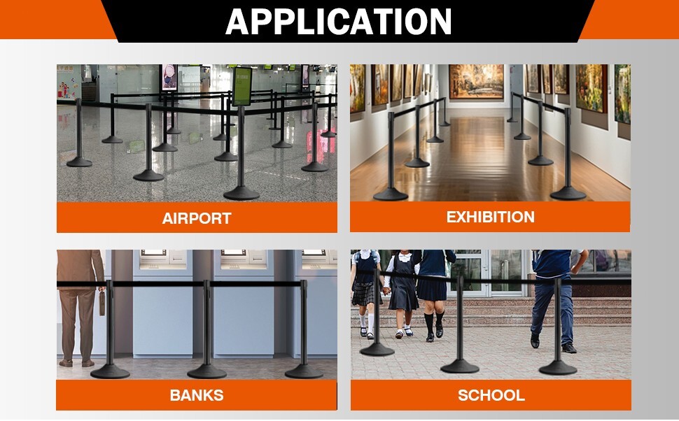 Orancl 10 ft Length Plastic Retractable Stanchion for Crowd Control Barrier