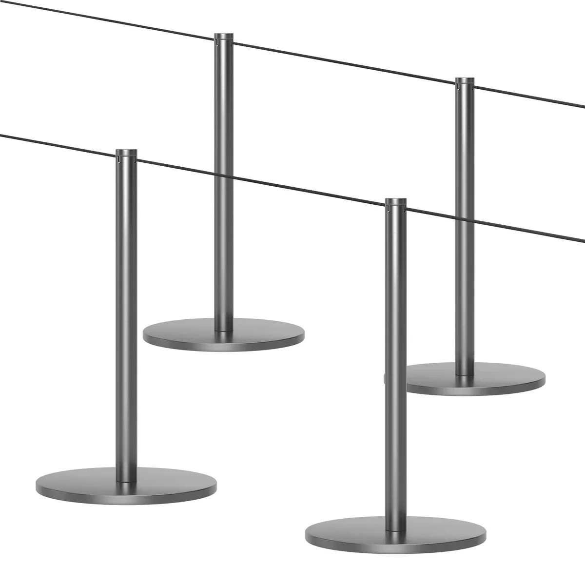 kaiyomi 4Pcs Museum Stanchions Barrier Silver 50ft Rope Crowd Control Gallery.