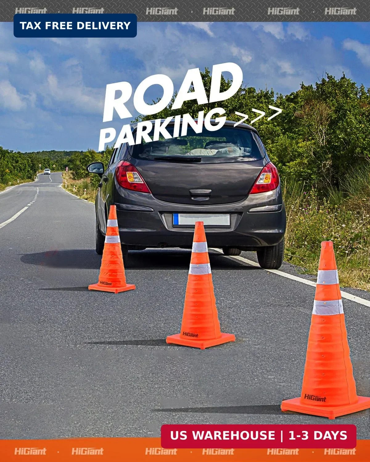 HiGiant [4 Pack] Collapsible Traffic Safety Cones 28 Inch, Orange Pop-up Cones w