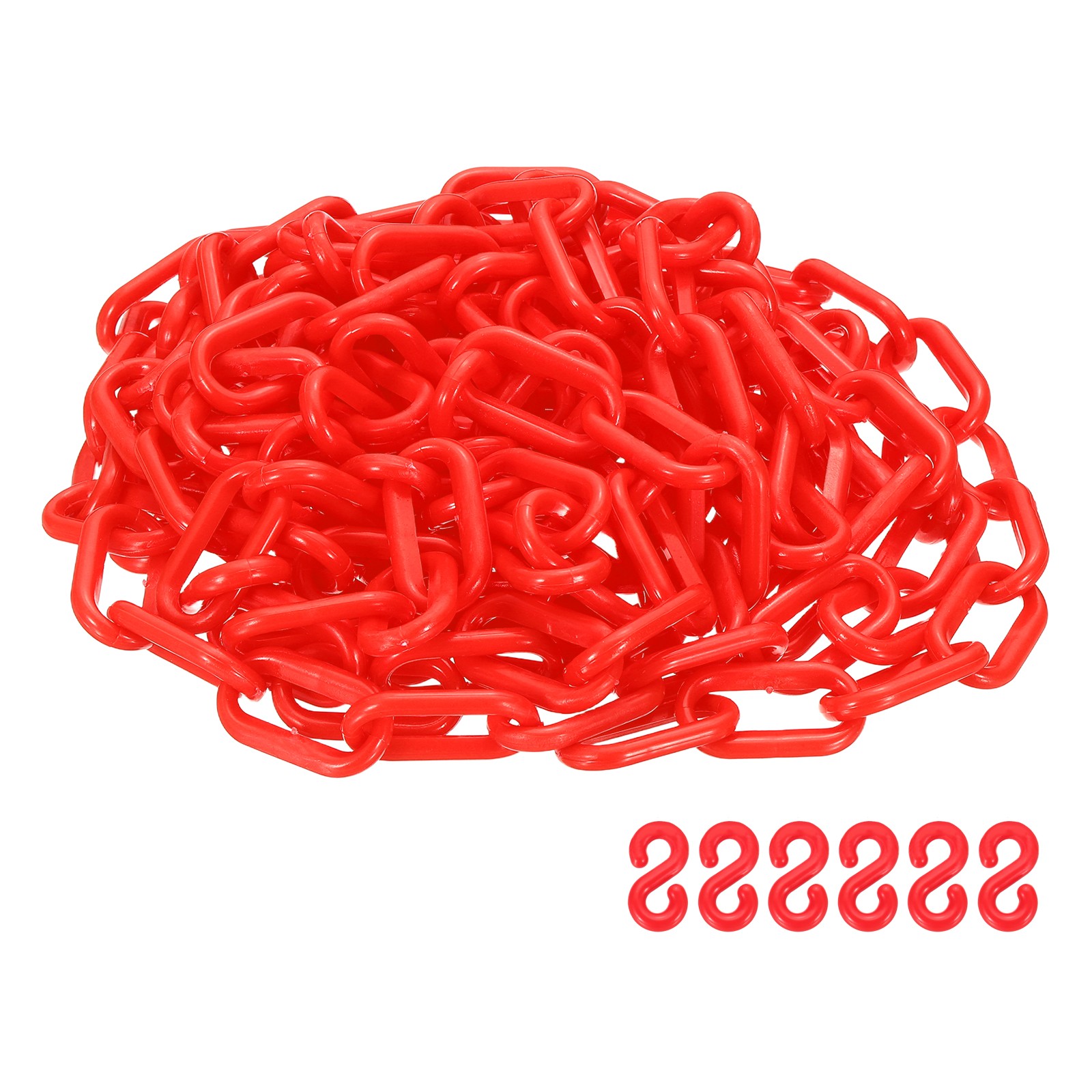 Barrier Chain, (16.4ft 0.7″ Dia., Red), Plastic Safety Chain Links W S Hooks