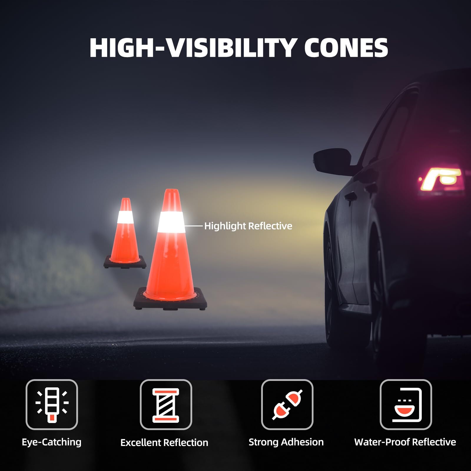 12PCS Traffic Safety Cones 18″ PVC Parking Cones for Roads Construction Warning