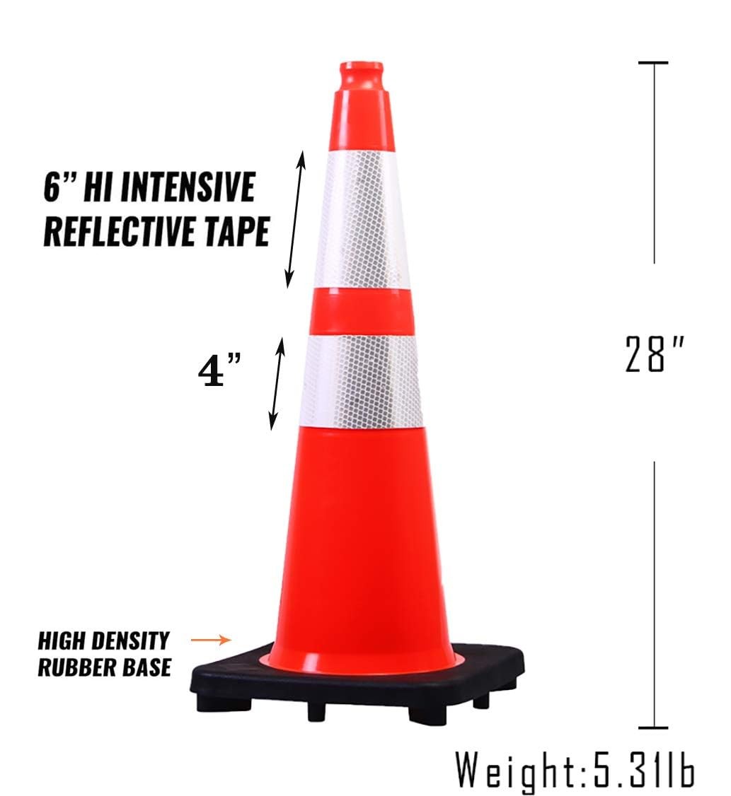 8 Pack 28” inch Traffic Safety Cones Orange Road Parking Cones Heavy Duty