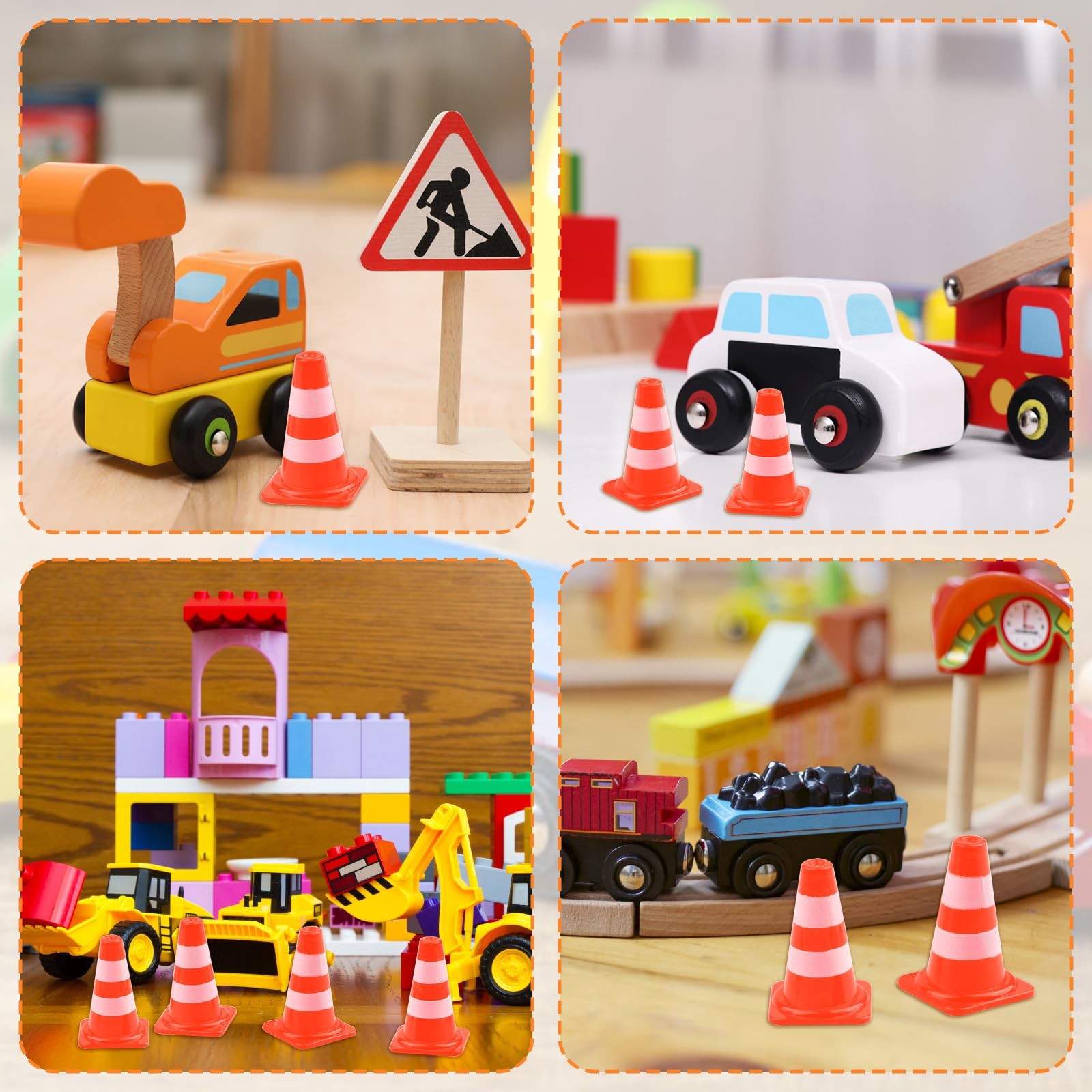 30pcs Mini Traffic Cones, Plastic Miniature Road Safety Cones Training