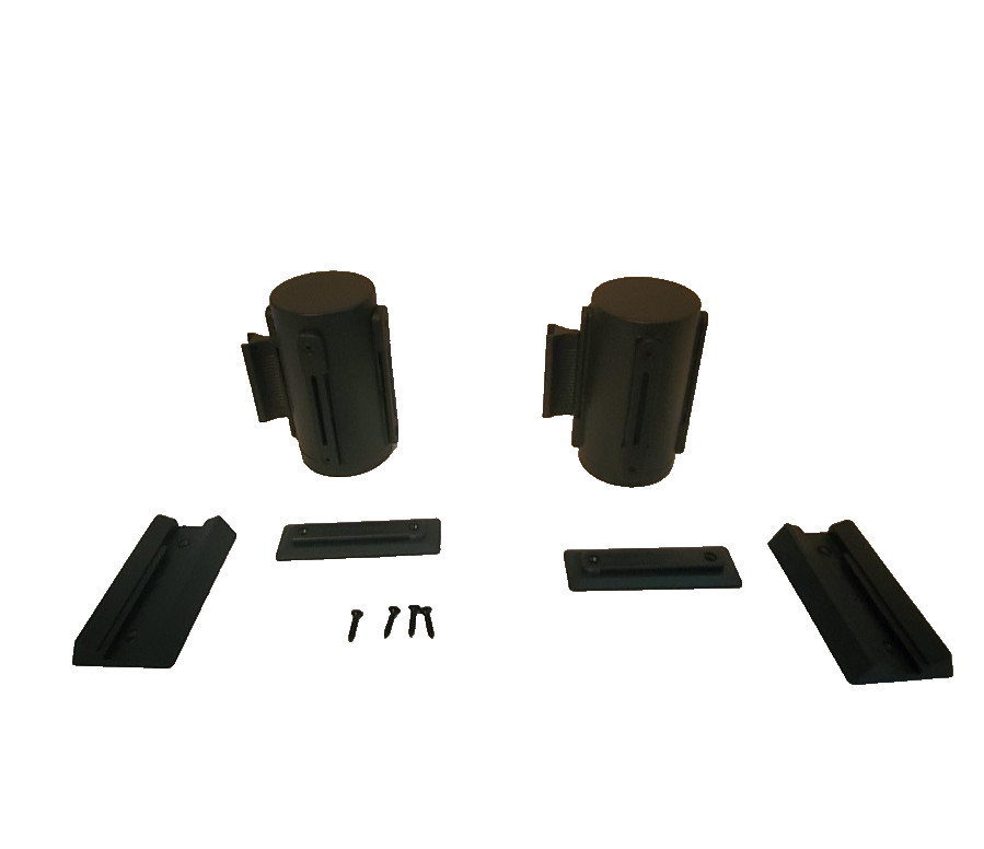 2 Wall Mount Retractable Barrier Belts 10 Ft Each Crowd Control Retractable Belt