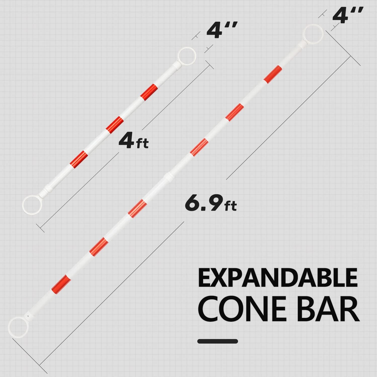 Visible Reflective Traffic Cone Bar, 10 Pack