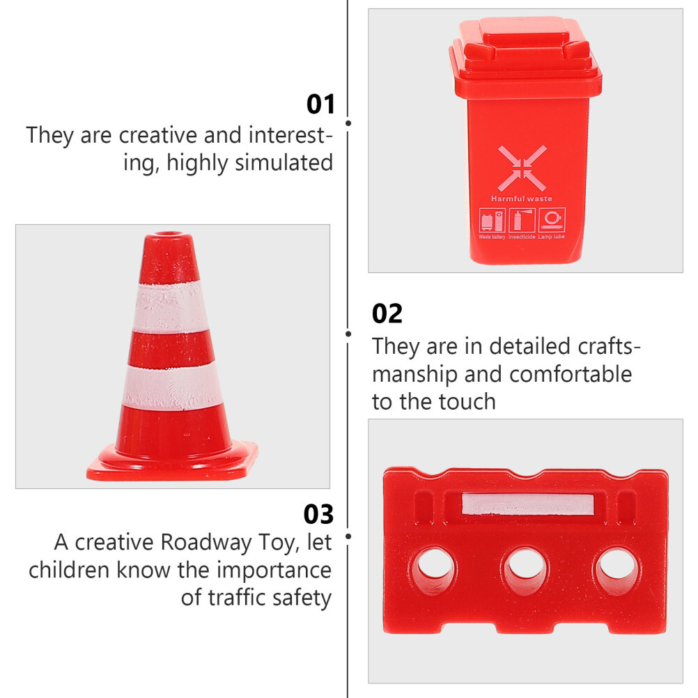 Set Traffic Signs Toys Kids Pretend Play Street Signs Traffic Barrier Toys