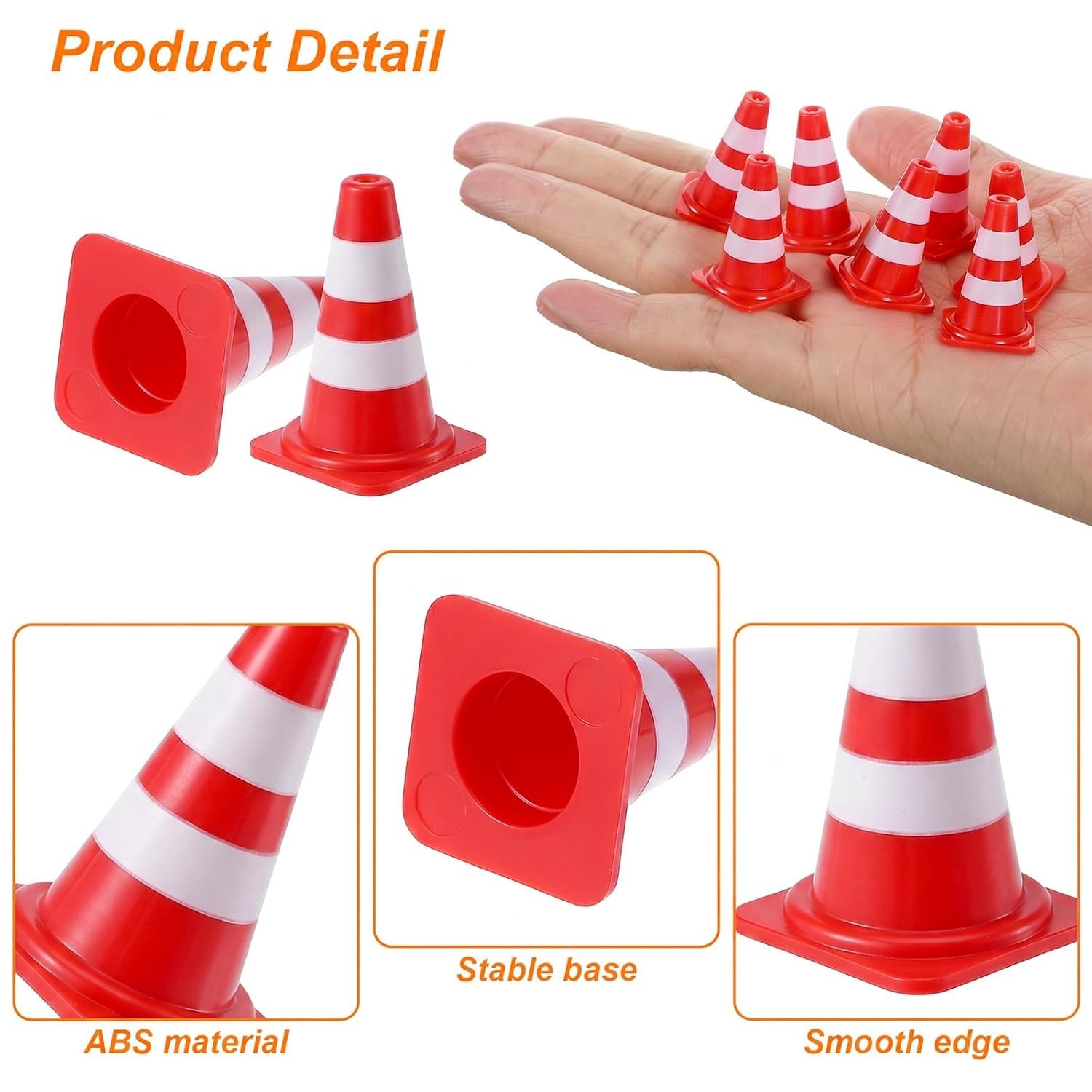 30 Pcs Mini Traffic Cones – 1 Inch Red Safety Cones for Creative Learning Games